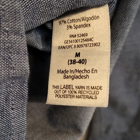 Mens Classic Fit Medium 38-40 Blue Long Sleeve Poplin Button George Shirt NWoT - Picture 4 of 4